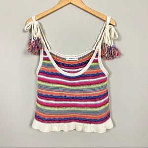 ZARA rainbow crochet knit sweater tank - worn once size small